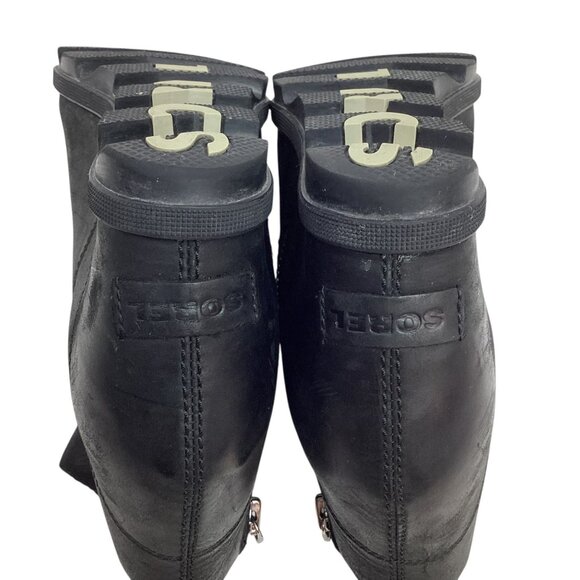 Sorel Joan Of Arctic Wedge ll Zip Womens 9.5 Nubuck Leather Ankle Boots Black - Picture 9 of 11
